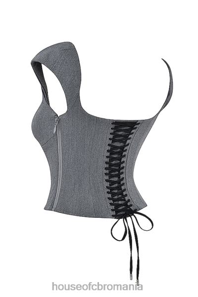 îmbrăcăminte House of CB corset spate din dantela gri rowena X4F6814