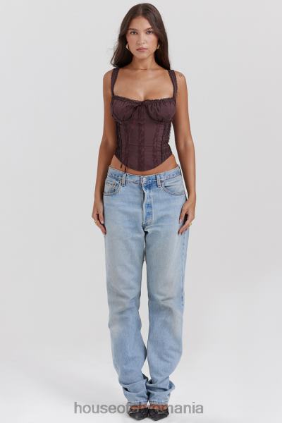 îmbrăcăminte House of CB corset spate din dantela maro bogat gini X4F6811