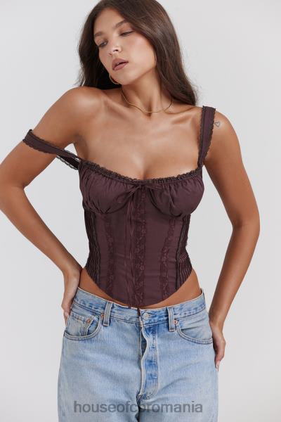 îmbrăcăminte House of CB corset spate din dantela maro bogat gini X4F6811