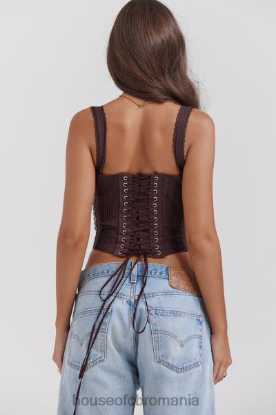 îmbrăcăminte House of CB corset spate din dantela maro bogat gini X4F6811