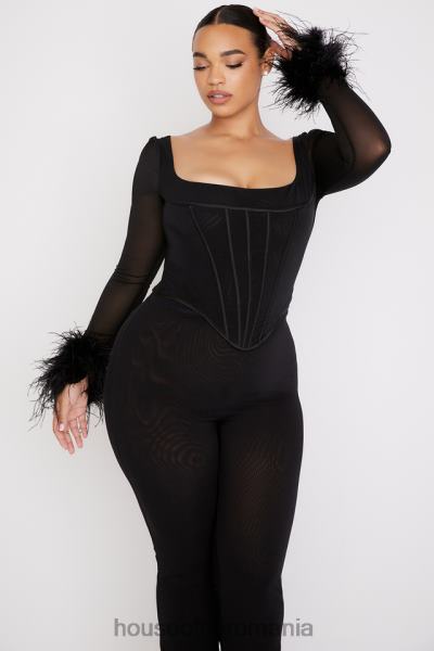 îmbrăcăminte House of CB corset tuns din plasă neagră stella X4F6870