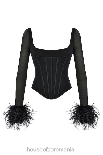 îmbrăcăminte House of CB corset tuns din plasă neagră stella X4F6870