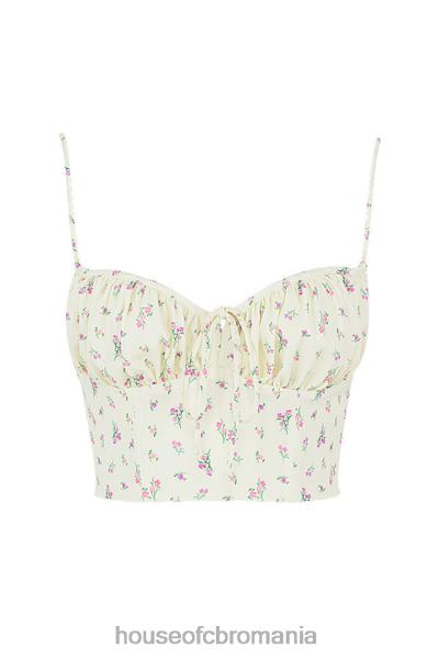îmbrăcăminte House of CB lilibeth lemon ditsy floral adunat bustieră top X4F6888