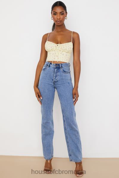 îmbrăcăminte House of CB lilibeth lemon ditsy floral adunat bustieră top X4F6888