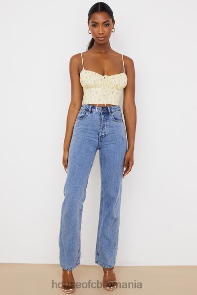 îmbrăcăminte House of CB lilibeth lemon ditsy floral adunat bustieră top X4F6888