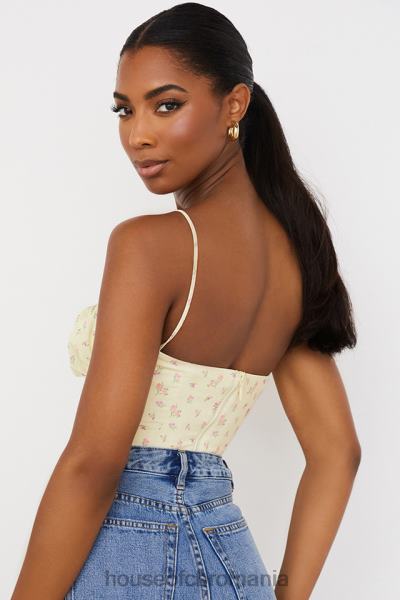 îmbrăcăminte House of CB lilibeth lemon ditsy floral adunat bustieră top X4F6888