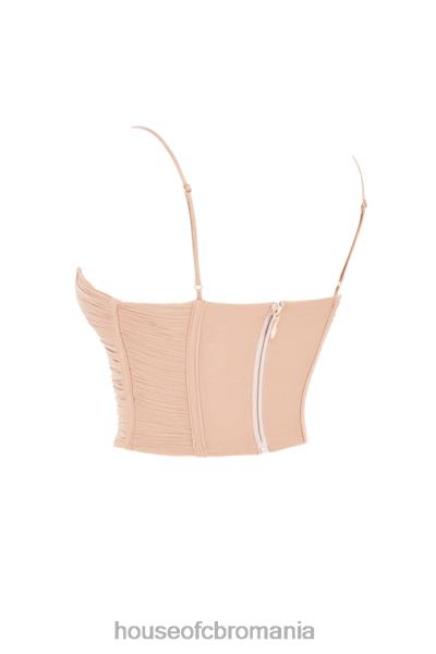 îmbrăcăminte House of CB lottie corset drapat cu plasă bej X4F6880
