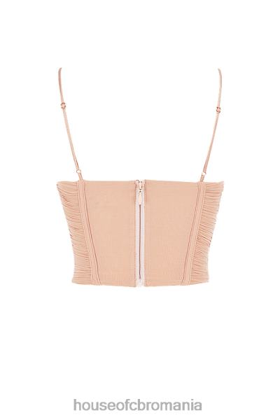 îmbrăcăminte House of CB lottie corset drapat cu plasă bej X4F6880
