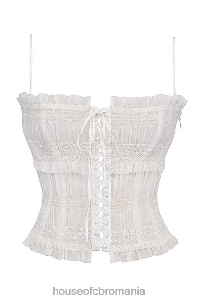 îmbrăcăminte House of CB lula ivory corset cu pliuri cu paiete X4F6825