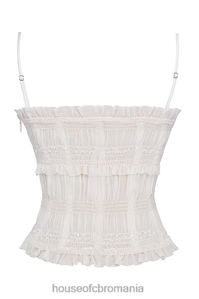 îmbrăcăminte House of CB lula ivory corset cu pliuri cu paiete X4F6825