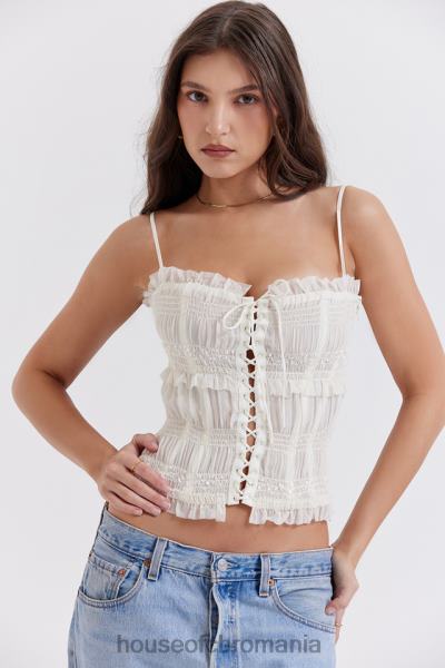 îmbrăcăminte House of CB lula ivory corset cu pliuri cu paiete X4F6825