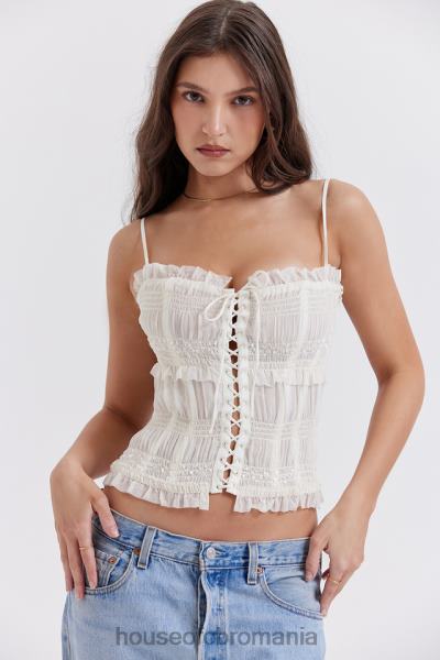îmbrăcăminte House of CB lula ivory corset cu pliuri cu paiete X4F6825