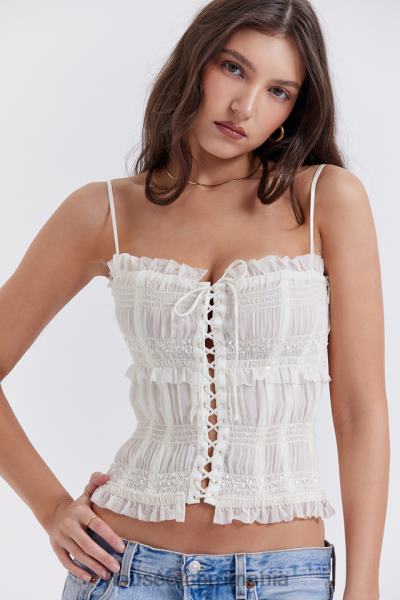 îmbrăcăminte House of CB lula ivory corset cu pliuri cu paiete X4F6825