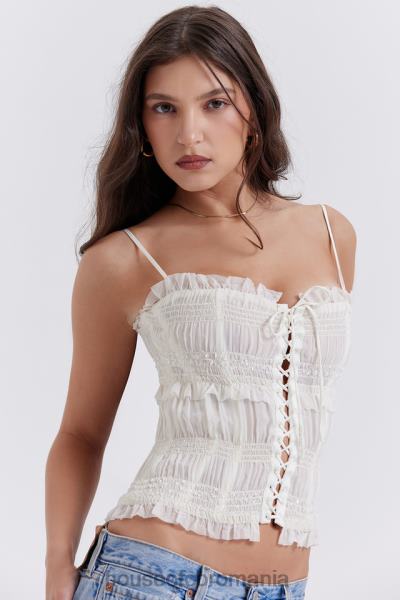 îmbrăcăminte House of CB lula ivory corset cu pliuri cu paiete X4F6825