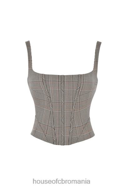 îmbrăcăminte House of CB mistress rocks monocrom gât pătrat corset în carouri X4F6841