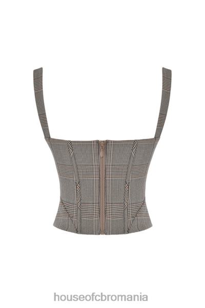 îmbrăcăminte House of CB mistress rocks monocrom gât pătrat corset în carouri X4F6841