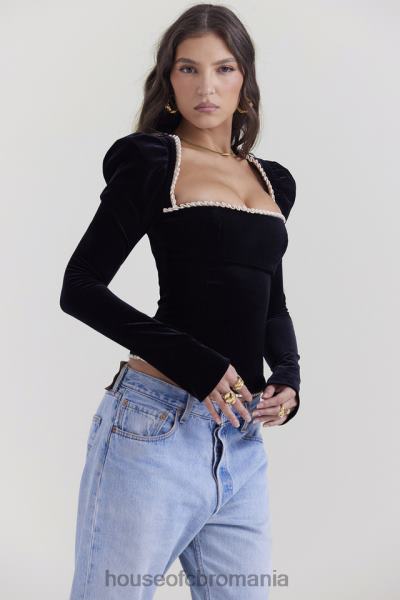 îmbrăcăminte House of CB noa corset negru de catifea X4F683