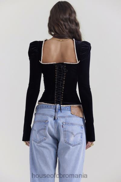 îmbrăcăminte House of CB noa corset negru de catifea X4F683