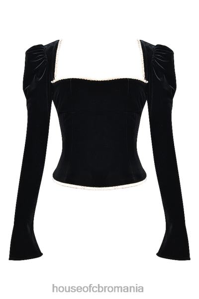 îmbrăcăminte House of CB noa corset negru de catifea X4F683