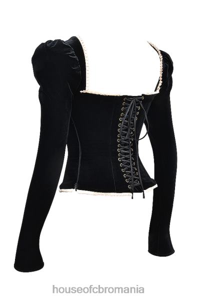 îmbrăcăminte House of CB noa corset negru de catifea X4F683