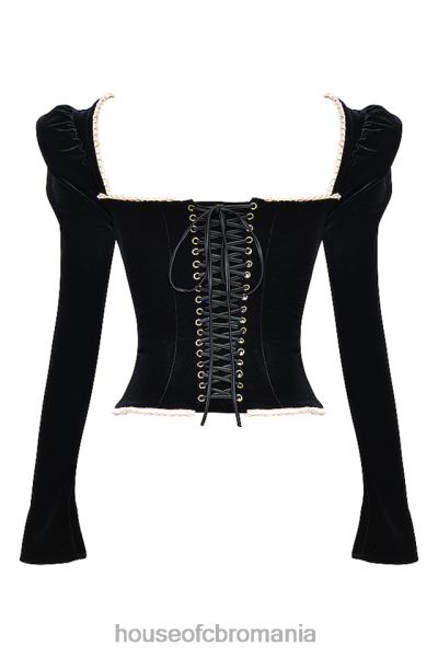 îmbrăcăminte House of CB noa corset negru de catifea X4F683