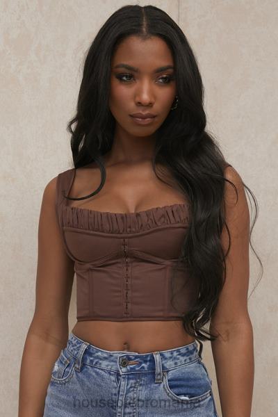 îmbrăcăminte House of CB persefona ciocolata adunat top corset X4F6891