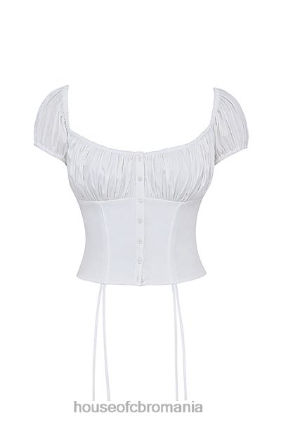 îmbrăcăminte House of CB pisicuta alb adunat top X4F6824