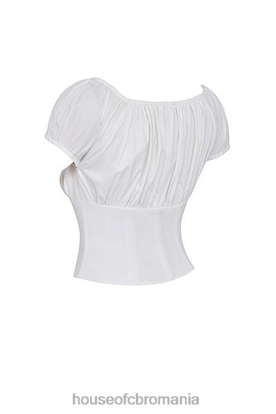 îmbrăcăminte House of CB pisicuta alb adunat top X4F6824
