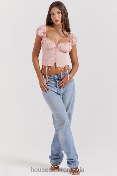 îmbrăcăminte House of CB pisicuta baby roz adunat top X4F6819