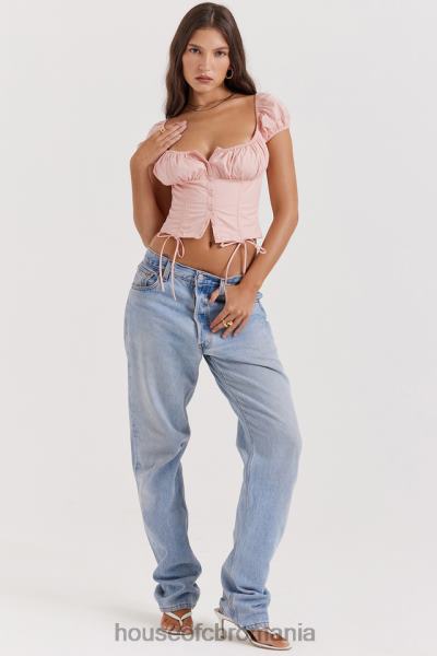 îmbrăcăminte House of CB pisicuta baby roz adunat top X4F6819