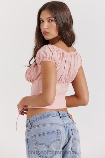 îmbrăcăminte House of CB pisicuta baby roz adunat top X4F6819
