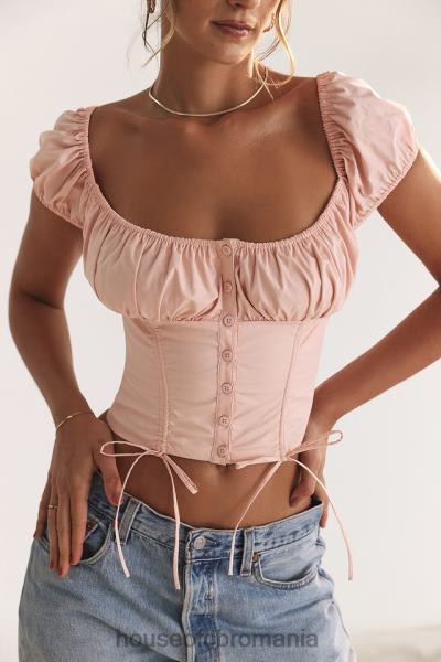 îmbrăcăminte House of CB pisicuta baby roz adunat top X4F6819