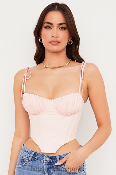 îmbrăcăminte House of CB salcie baby roz sifon bust adunat corset decupat X4F6881