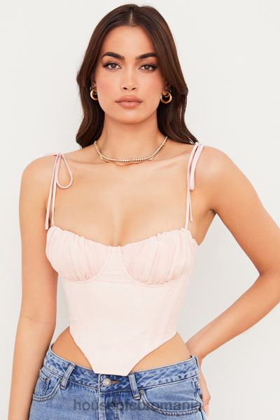 îmbrăcăminte House of CB salcie baby roz sifon bust adunat corset decupat X4F6881