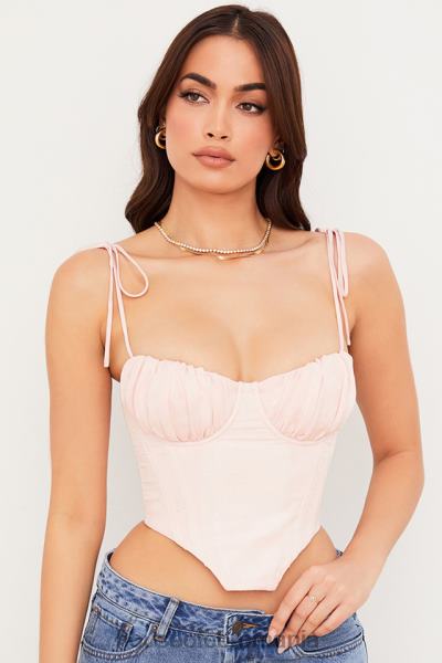 îmbrăcăminte House of CB salcie baby roz sifon bust adunat corset decupat X4F6881