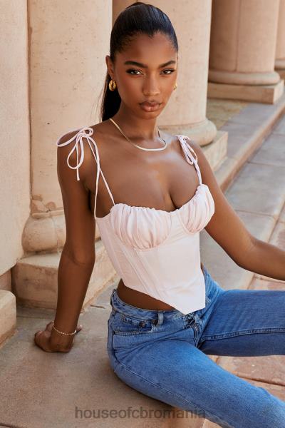 îmbrăcăminte House of CB salcie baby roz sifon bust adunat corset decupat X4F6881