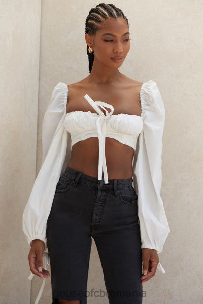 îmbrăcăminte House of CB top corset alb cu mânecă balon stella X4F68102