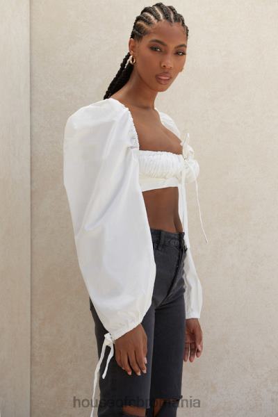 îmbrăcăminte House of CB top corset alb cu mânecă balon stella X4F68102