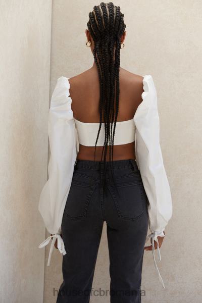 îmbrăcăminte House of CB top corset alb cu mânecă balon stella X4F68102