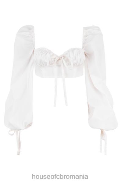 îmbrăcăminte House of CB top corset alb cu mânecă balon stella X4F68102
