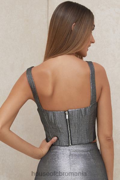 îmbrăcăminte House of CB top corset decupat argintiu hannah X4F6897