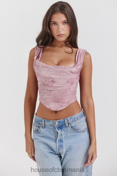 îmbrăcăminte House of CB un corset cu imprimeu roz X4F6812