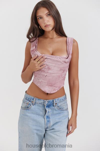 îmbrăcăminte House of CB un corset cu imprimeu roz X4F6812