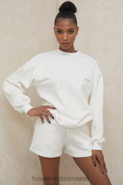 îmbrăcăminte House of CB hanorac oversize alb tommy cu gât crew X4F68799