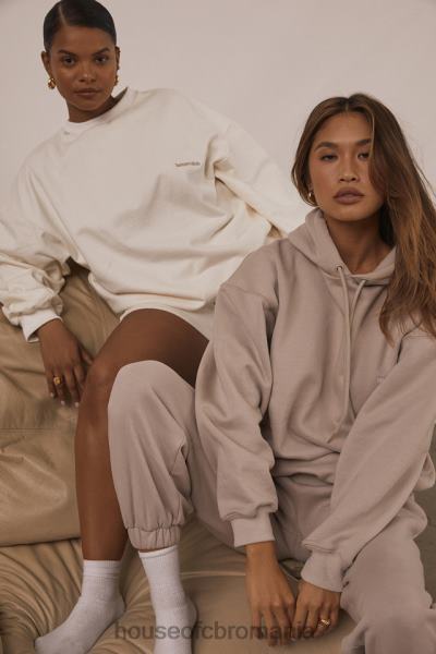 îmbrăcăminte House of CB hanorac oversize alb tommy cu gât crew X4F68799