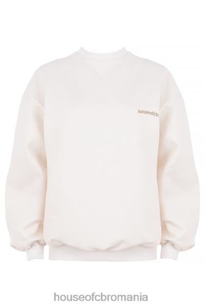îmbrăcăminte House of CB hanorac oversize alb tommy cu gât crew X4F68799
