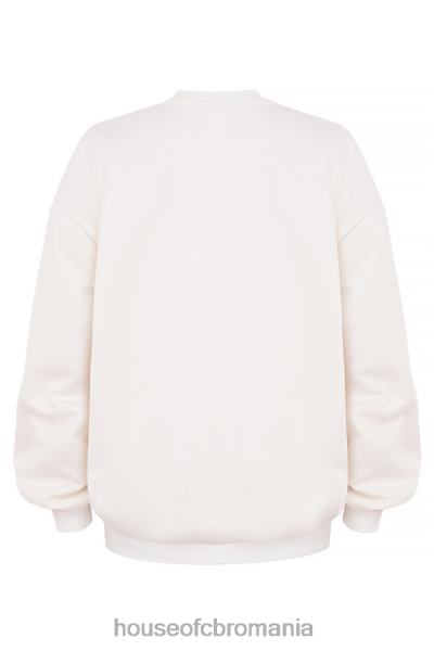 îmbrăcăminte House of CB hanorac oversize alb tommy cu gât crew X4F68799