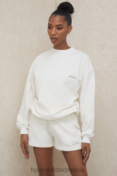 îmbrăcăminte House of CB hanorac oversize alb tommy cu gât crew X4F68799