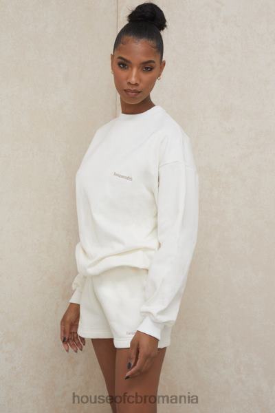 îmbrăcăminte House of CB hanorac oversize alb tommy cu gât crew X4F68799