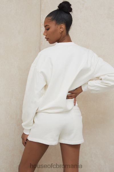 îmbrăcăminte House of CB hanorac oversize alb tommy cu gât crew X4F68799
